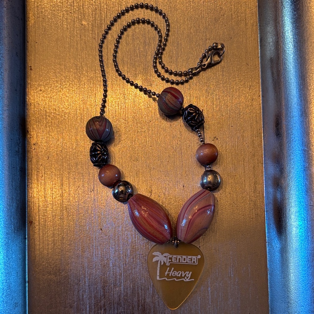 Fender Women's Necklace with Brown and Silver Beads
